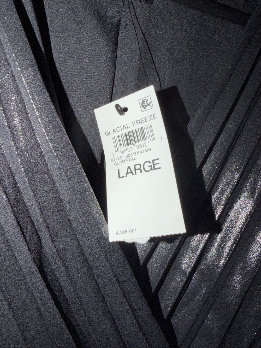 INC International Concepts Black Metallic Pleated Wrap Dress - Picture 4 of 7